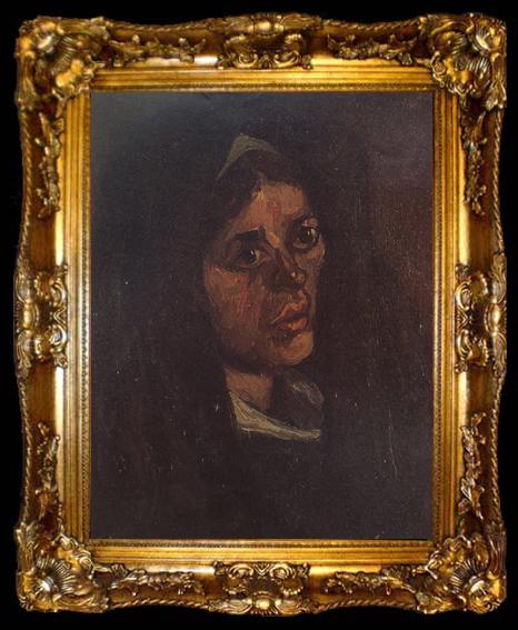framed  Vincent Van Gogh Head of a Peasan Woman in a Green Shawl (nn04), ta009-2